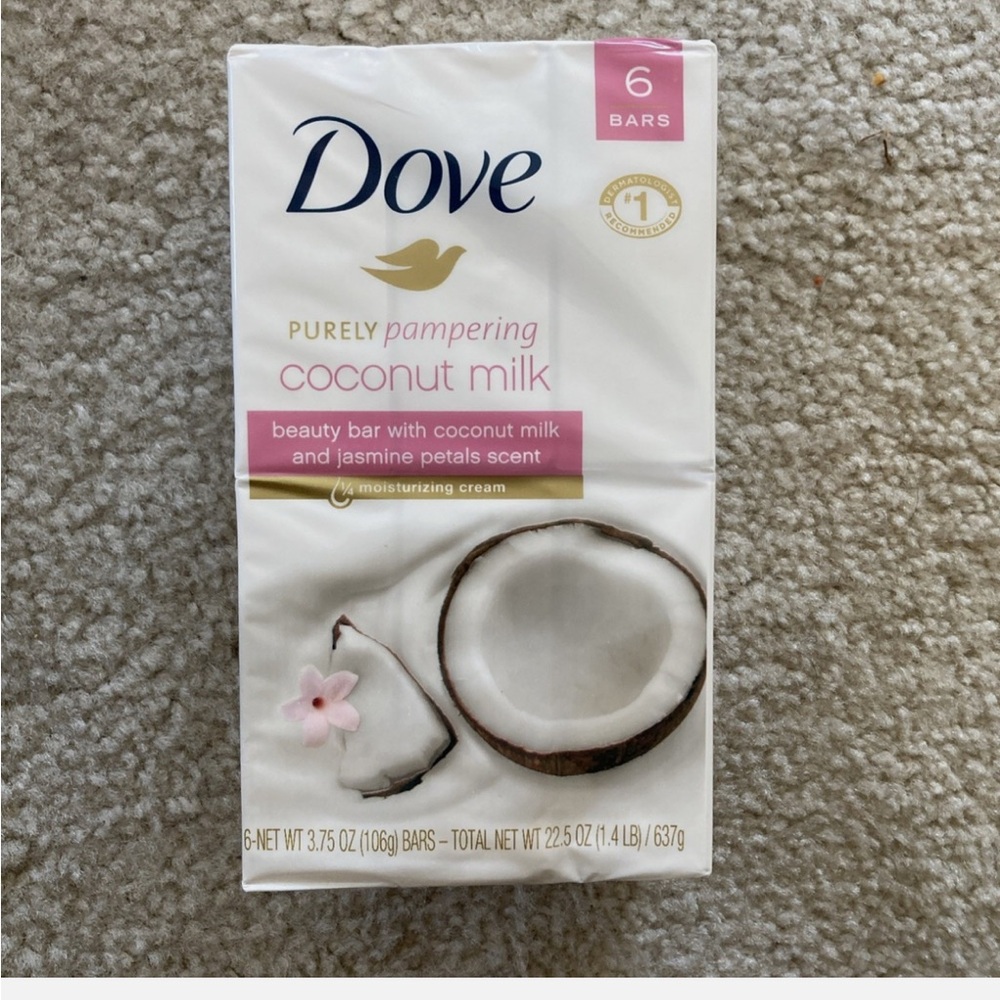 Dove Purely Pampering Coconut Milk & Jasmine Beauty Soap 6 Bars RARE HTF